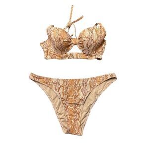 Shade & Shore Bikini Top 32B And Medium Bottoms Snake Print